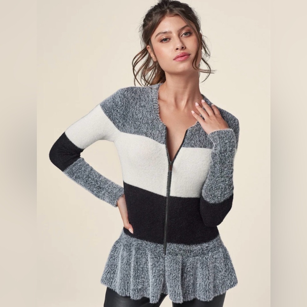 VENUS - Peplum Zip-Up Sweater